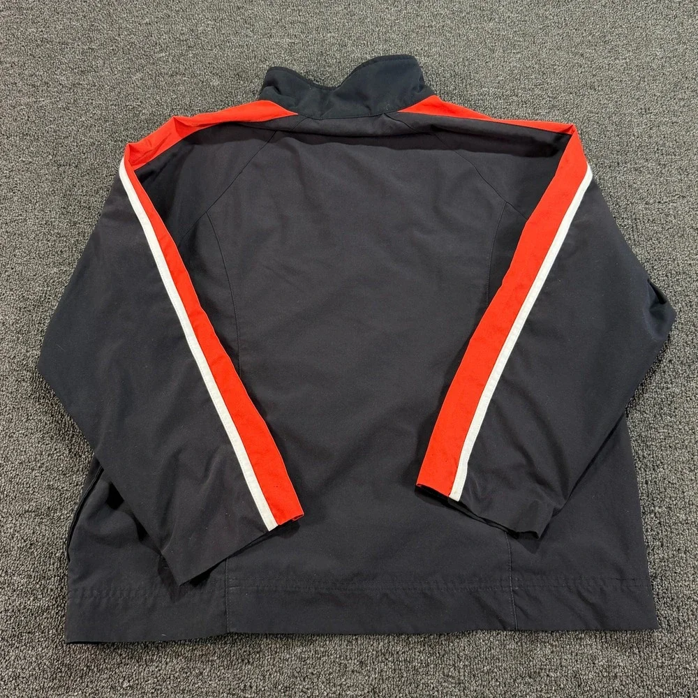 Nike Track Jacket Girls L Black Red White Stripe Full Zip EUC